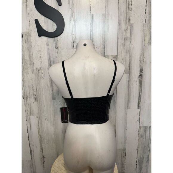Faux leather black corset crop top - Picture 8 of 8